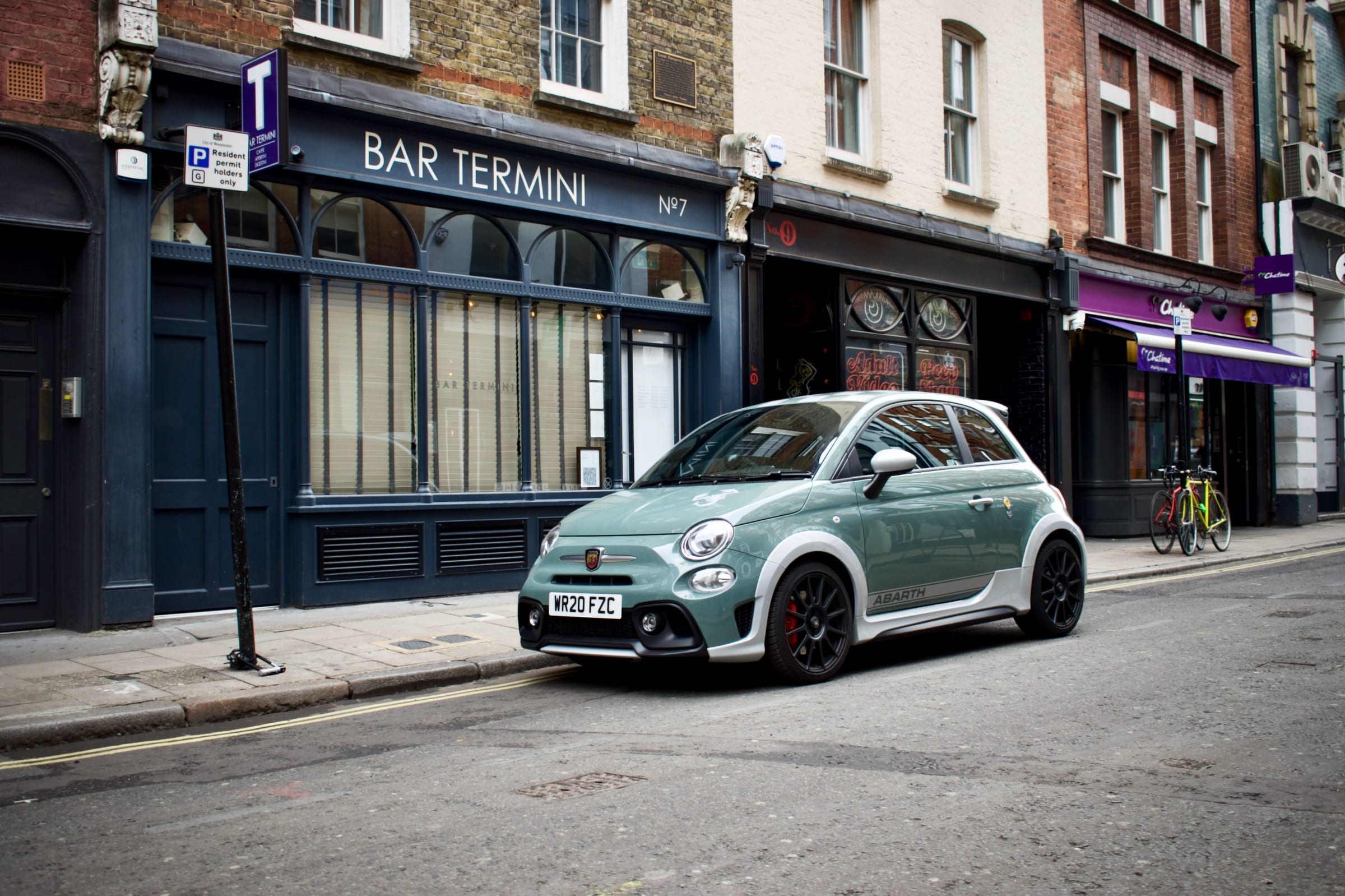 Abarth 695 outside Bar Termini, Soho