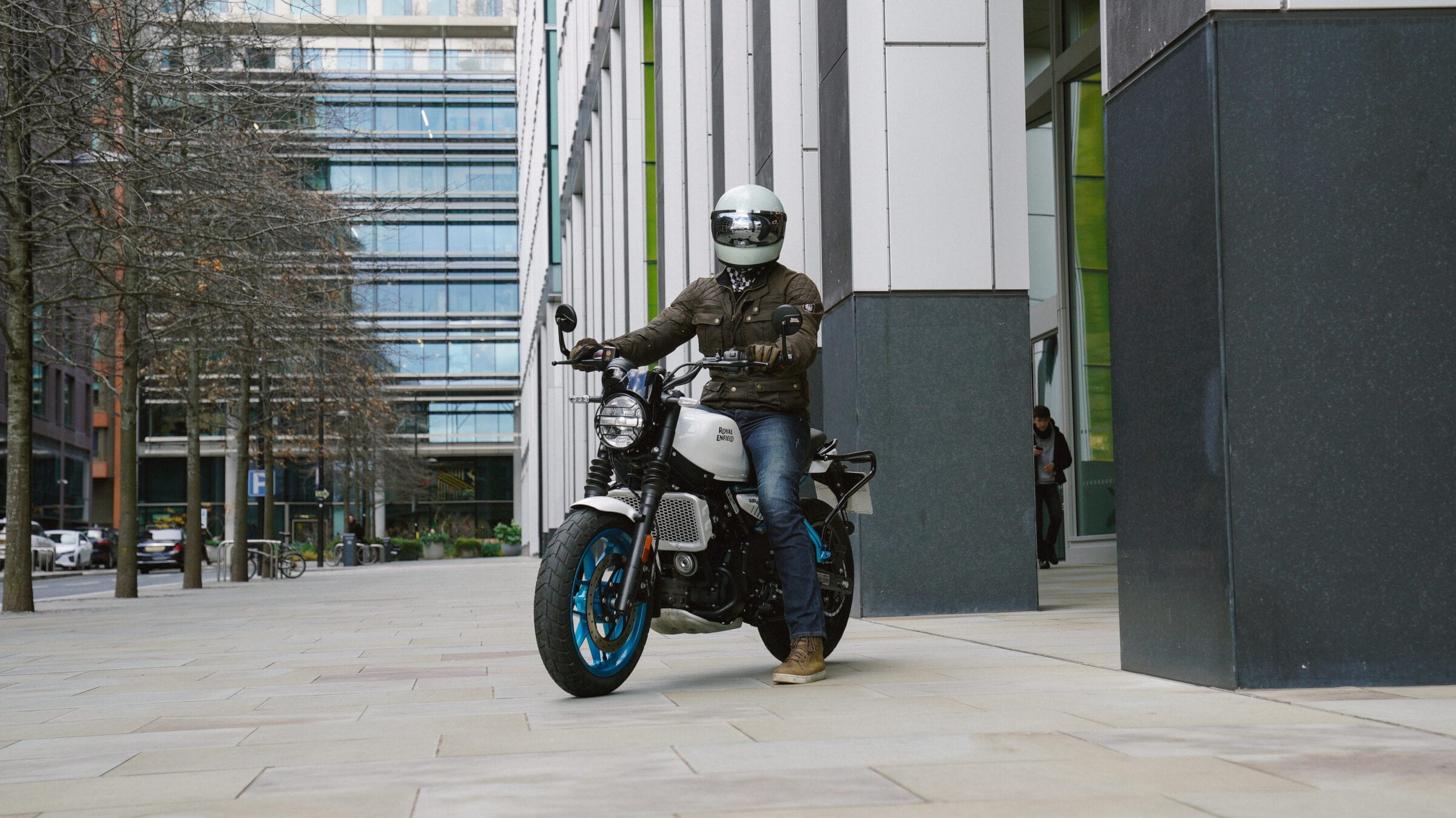 Rider posing on Royal Enfield Guerrilla 450
